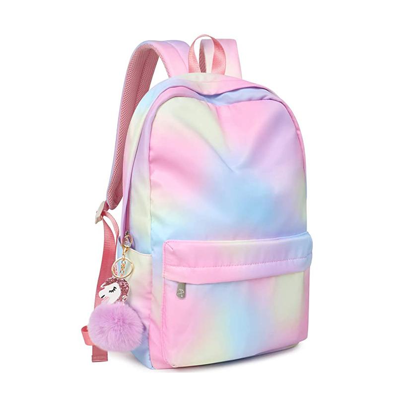 Neuer Rucksack für Mädchen Schultaschen Regenbogen-Druck Mädchenrucksäcke für Grundschul- und Mittelschulkinder Leichte Schultaschen