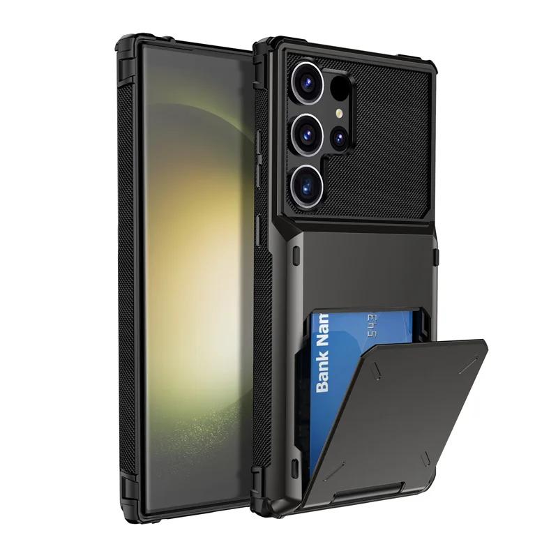 Portemonnaie Hülle für Samsung Galaxy S26 S25 S24 S23 S22 Ultra FE S10 Note 10 Plus 20 9 Cover Stoßfest Armor PC Flip Kartensteckplatz Hülle Galaxy Note8 graue