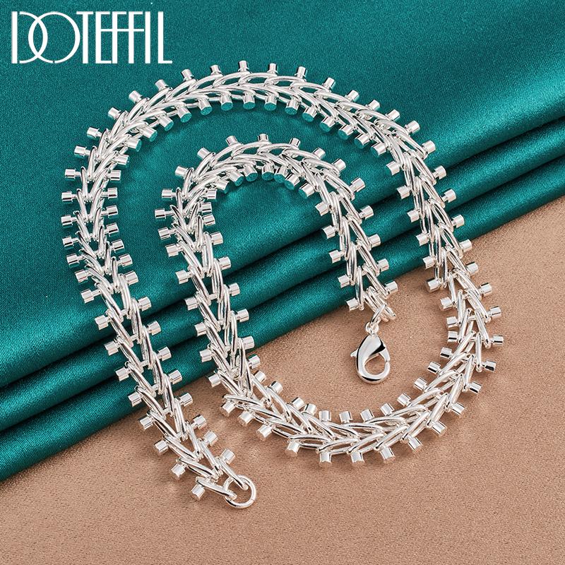 925 Sterling Silber zweireihige Perlenkette für Damen Hochzeit Modeschmuck 45cm