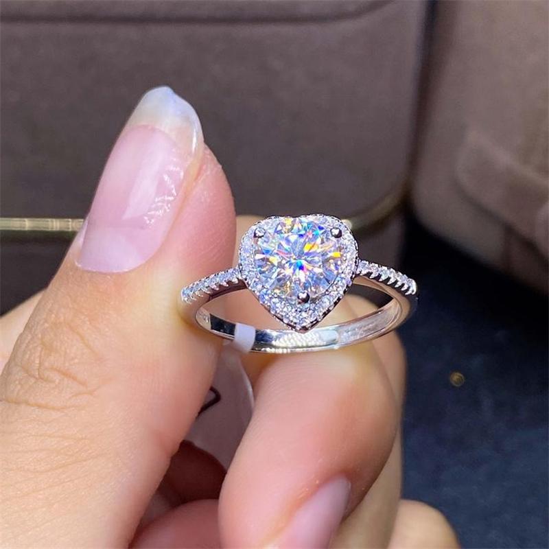 Exquisiter Roter Herzring Damen Trendige Verlobungsringe Brautschmuck Geschenke CLE 7 weiß