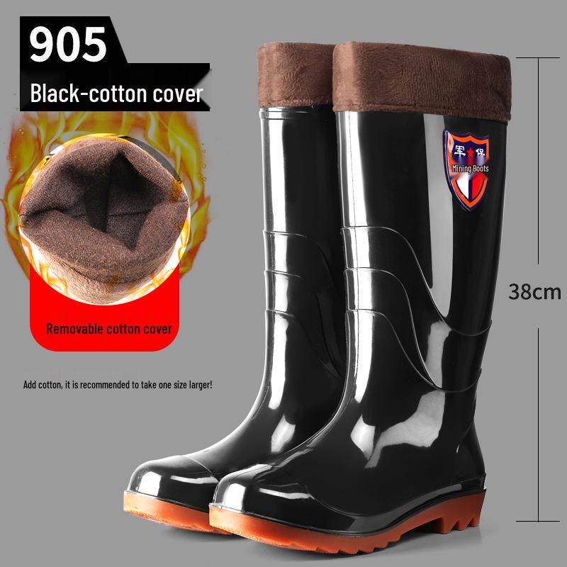Herren High-Top Wasserdichte Militär-Regenstiefel mit Rutschfester Sohle und Arbeitsschutz-Gummiüberschuhen 40