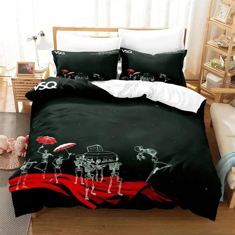 3D-gedruckte My Chemical Romance Bettwäschesets exquisites Bettzubehörset Bettbezug Bettdecken-Set Luxus Geburtstagsgeschenk 70x133cm 2pcs
