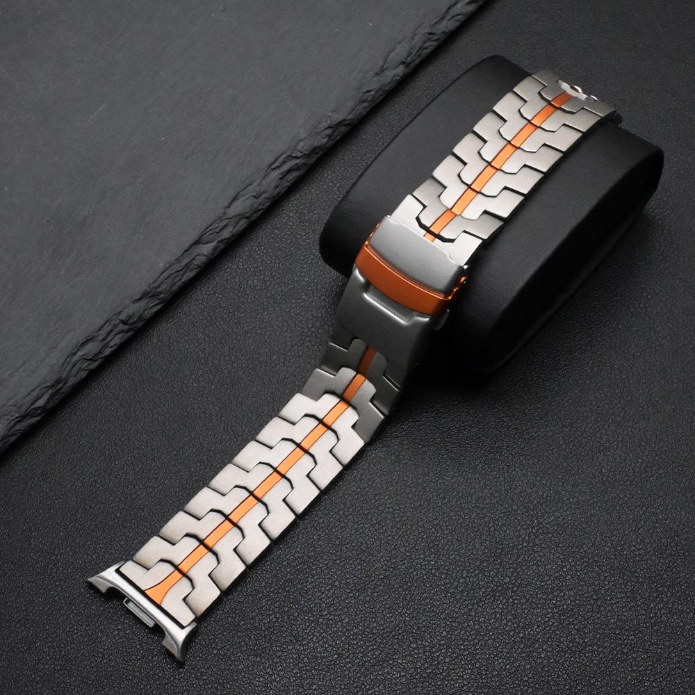 Titan Luxus Armband für Samsung Galaxy Watch 8 Classic 46mm 8 44/40mm Herren Metallband für SAMSUNG Galaxy Ultra 7 47mm Armband Galaxy 7 Ultra 47mm black