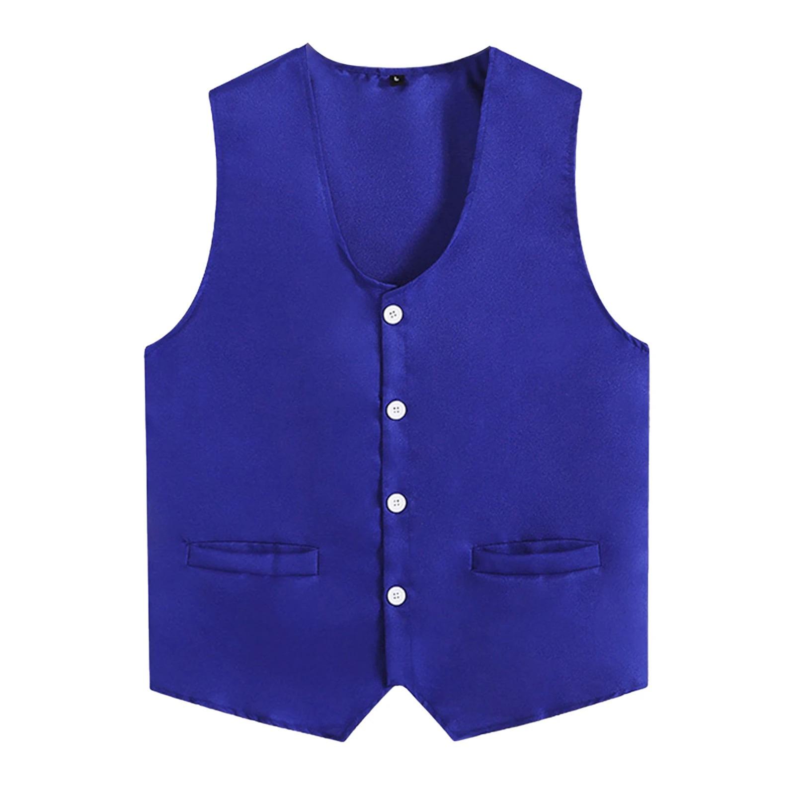 Damen Herren Knopfweste Uniform Erwachsene Kellner Barkeeper Arbeitsuniform Unisex Freiwilligenaktivität Weste Weste M blau