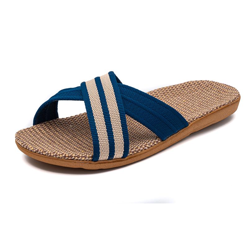 36-45 Damen Hausschuhe Leinen Casual Sommer Hausschuhe 37-38 blau
