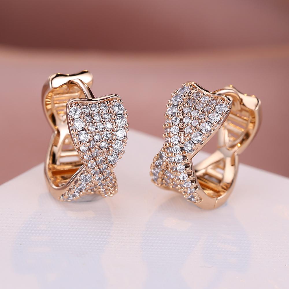 Luxus Gold Farbe Geometrische Hoops Huggie Ohrringe für Frauen Weiß Rose Rot Zirkon Engagement Ohrringe Hochzeit Partei Schmuck Geschenke gold/weiß