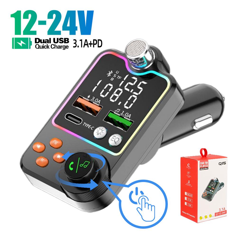 Bluetooth 5.0 Auto-FM-Transmitter, Dual-USB-Autoladegerät, PD Typ-C, schnelles Aufladen, kabellose Freisprecheinrichtung, Audioempfänger, MP3-Player