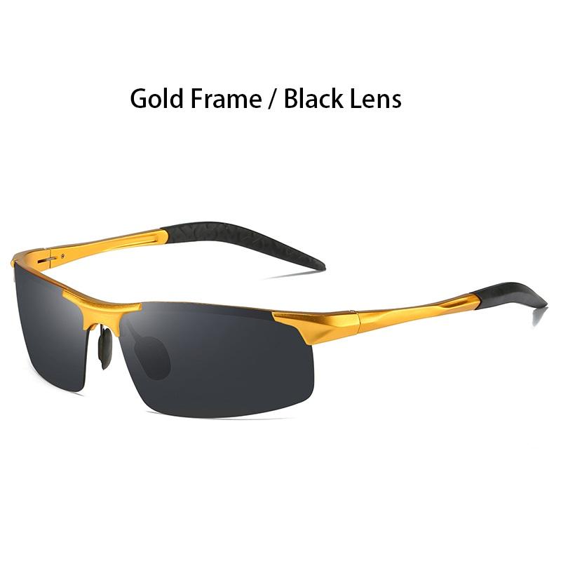 AORON Polarisierte Sonnenbrille für Herren, klassisch, Outdoor-Sport, Fahren, Sonnenbrille, UV400, luxuriös, männlich, mit Aluminiumrahmen gold/schwarz