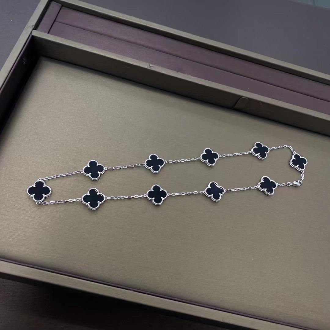 Hochwertige Version der Zehn-Blumen-Halskette Glücksklee 10-Blumen-Halskette Schlüsselbeinkette Achat Damen-Halskette