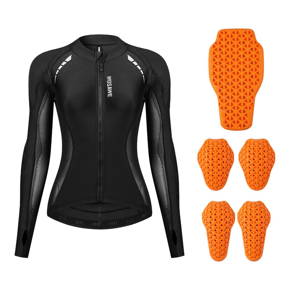 WOSAWE Damen Motorradjacke Körperpanzerung CE-zertifiziert Sommer Downhill Motocross Fahrkleidung Schutz Racing Reflektierend XL schwarz