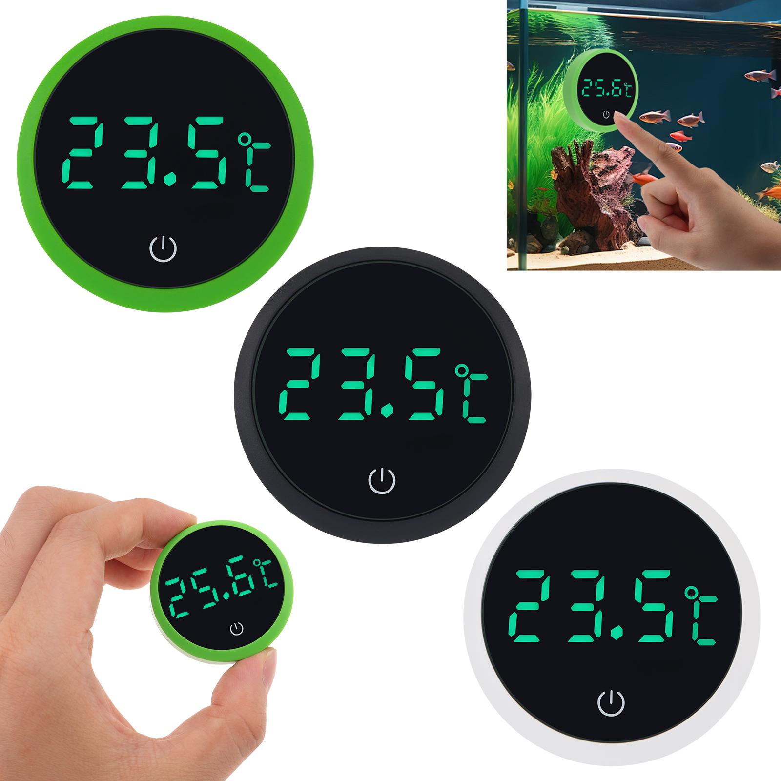 Kabelloses digitales Thermometer in Grad Celsius, Weiß/Grün/Schwarz, LED-Anzeige, Aquarium-Thermometer weiß