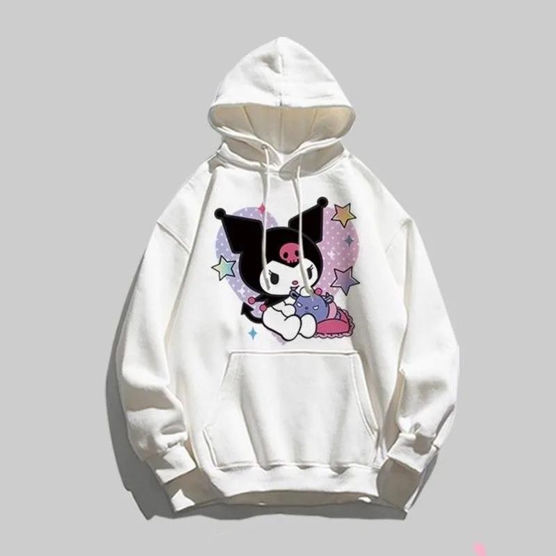 MINISO Kuromi Cartoon Hoodie Kinder Herbst Winter Neue Pullover Mode Lässig Niedlich Kinderkleidung Mädchen Langarm Tops 2025 150