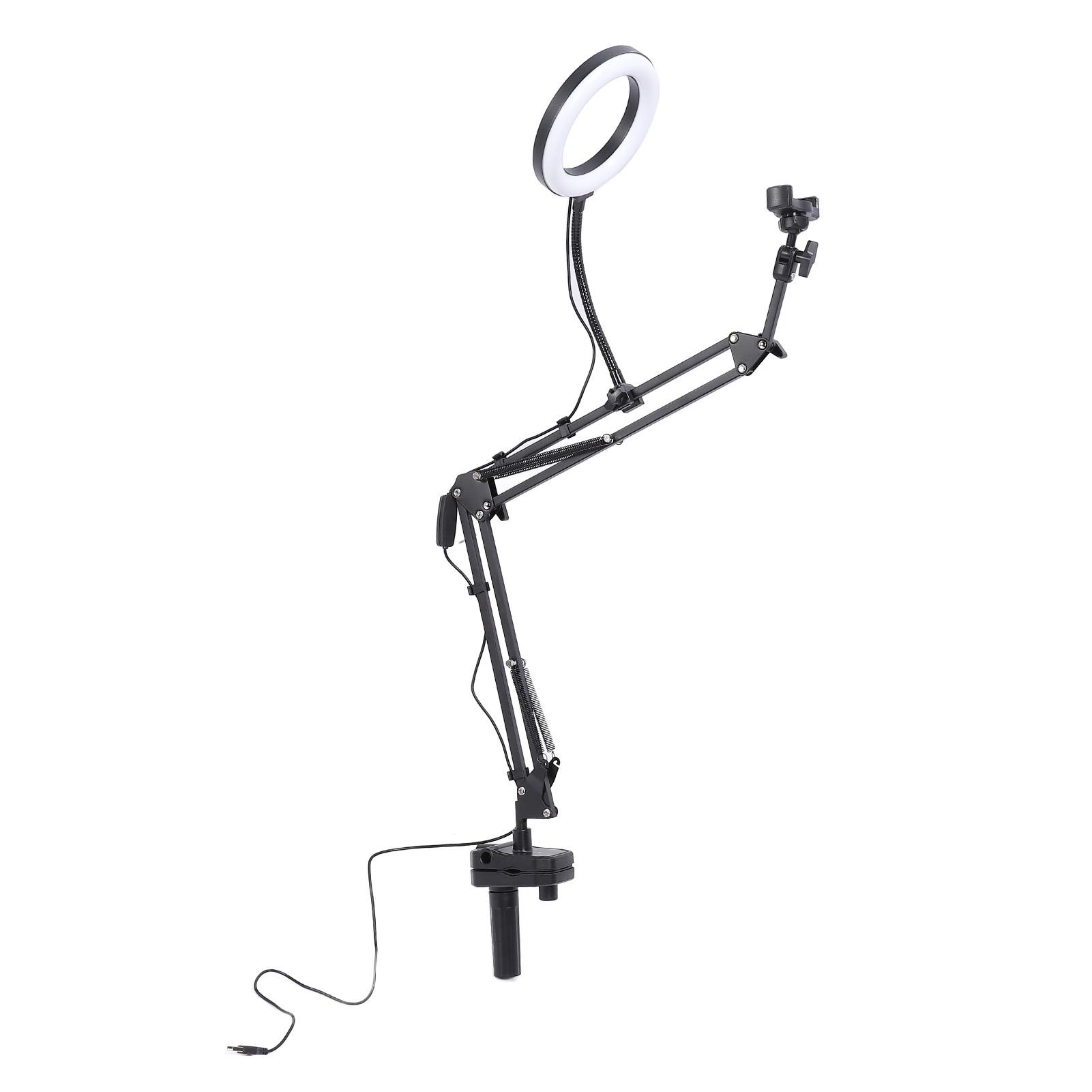 Selfie Ringlicht 3 Farbtemperatur Einziehbarer Arm Overhead Ringlicht mit Klemme Telefonhalterung