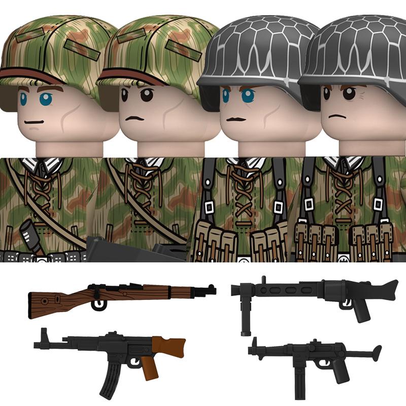 Militär WW2 Deutsche Marine Panzer Truppen Bausteine US 101. Großbritannien Sowjetunion Soldaten Infanterie Waffen Steine Spielzeug Kinder gray