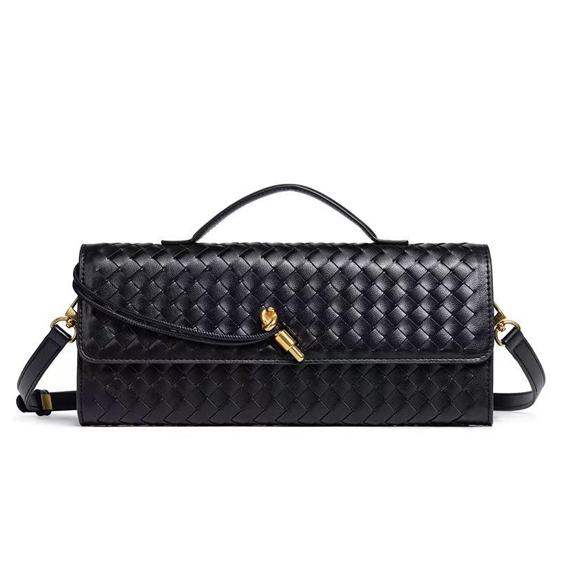 Gewebte Damen-Abendclutch: Modische Crossbody Baguette Akkordeon Tasche