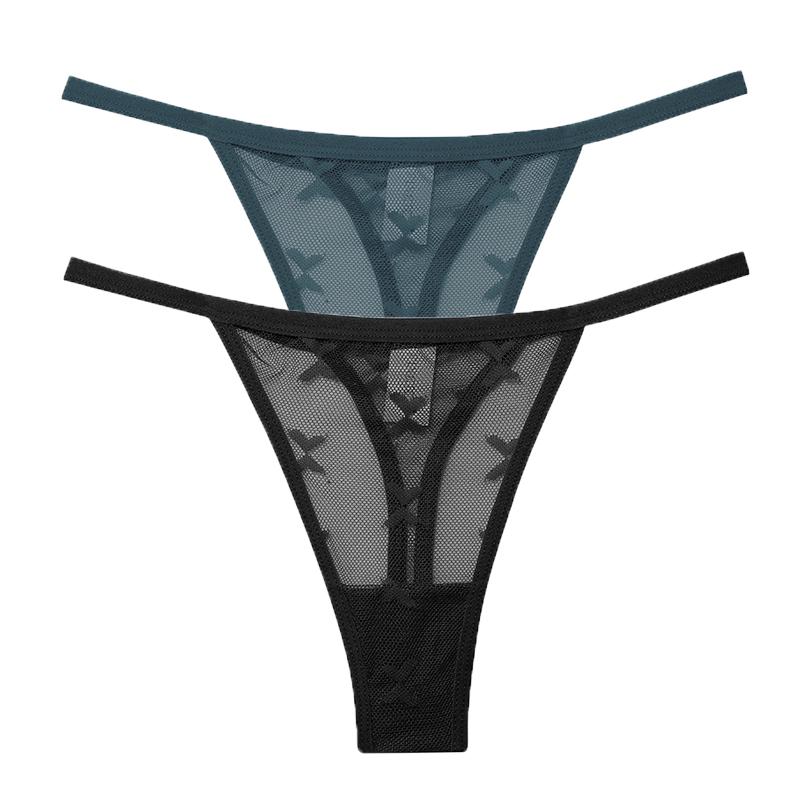 2 Teile/satz Sexy Mesh G-String frauen Höschen Transparent Unterwäsche Frauen Nahtlose Weibliche Unterhose Dessous Dessous S-XL L