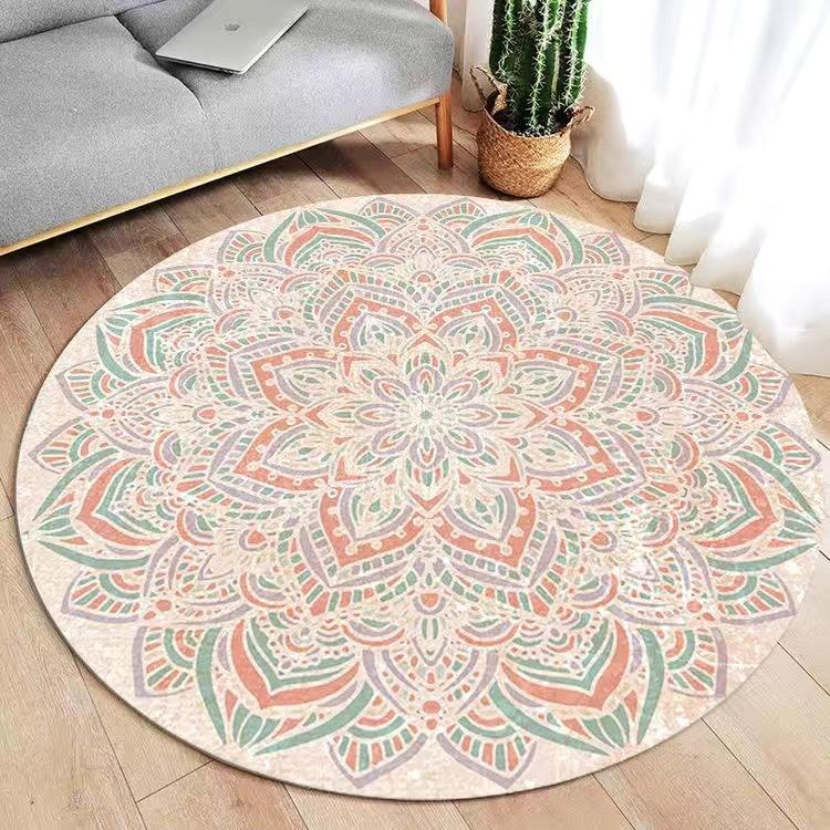 Leichte, luxuriöse Retro-Fußmatten, saugfähige und rutschfeste Fußmatten, Wohnzimmer- und Haushalts-Fußmatten, runde Couchtisch-Teppich-Fußmatten diameter100cm