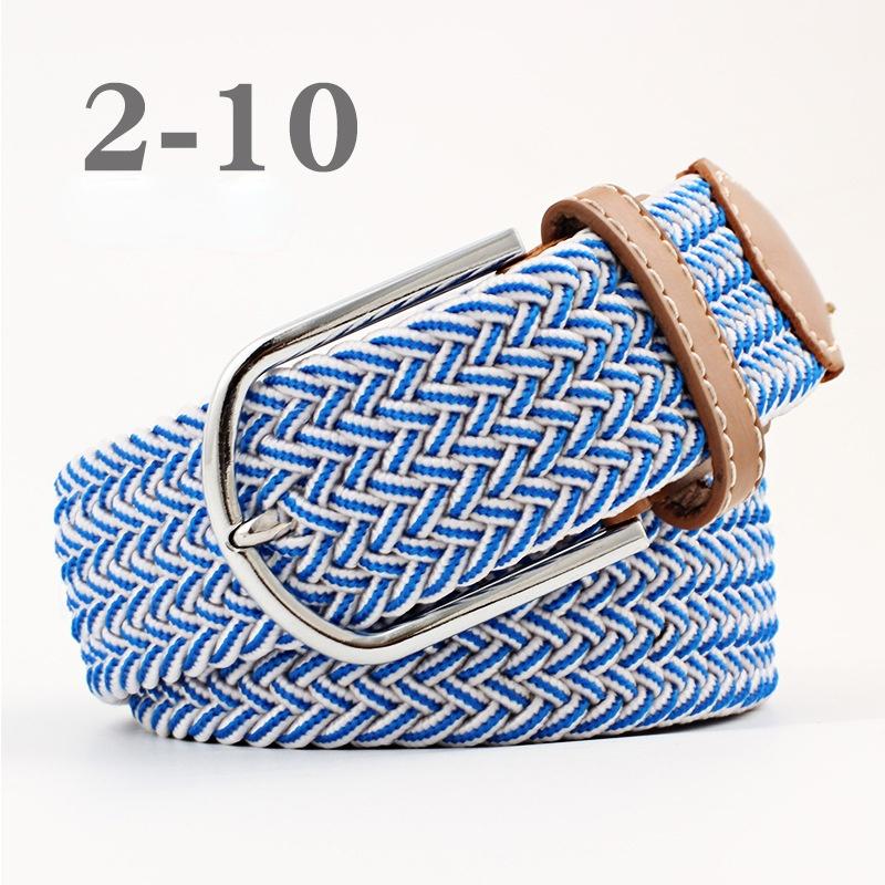 2024 neue Mode Hohe Qualität Explosive frauen Leinwand Gürtel männer Elastische Gürtel Casual Stretch Woven Pin Schnalle Gürtel hellblaue/weiß