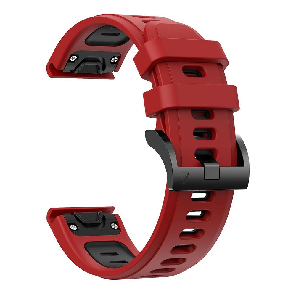 22mm 26mm Silikonarmband für Garmin Fenix 7 7X 6 6X 5 5X Quick Fit Armband für Garmin Fenix 3/3 HR/3 Sapphire Smart Watch Band 26mm (For Fenix 7X 6X 5X) rot/schwarz
