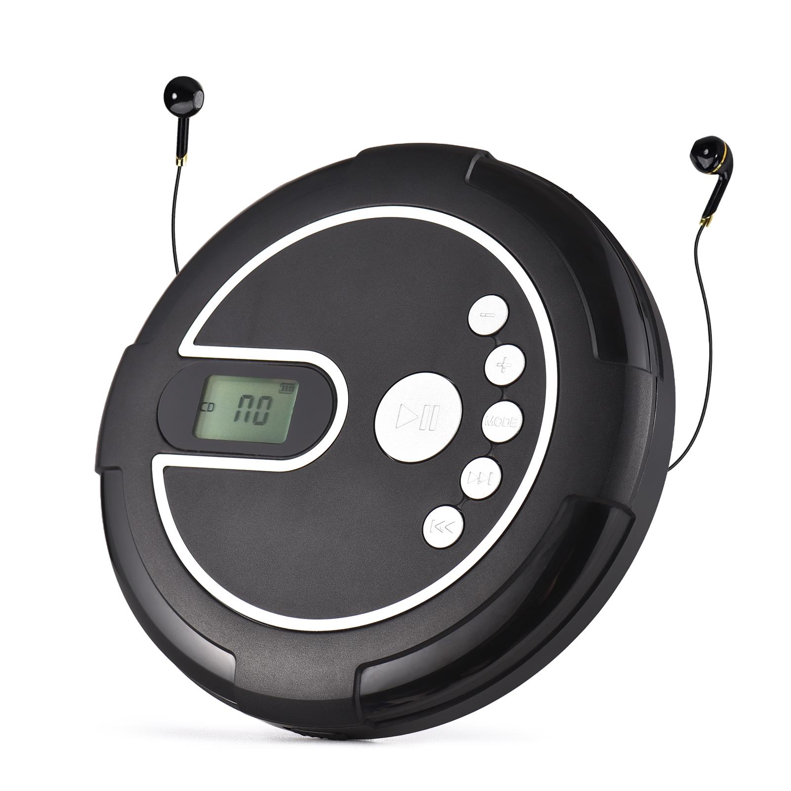 CD-Player mit kabelgebundenen Kopfhörern, BT, tragbarer Desktop-CD-Player mit Lautsprecher für Zuhause, auf Reisen und im Auto schwarz