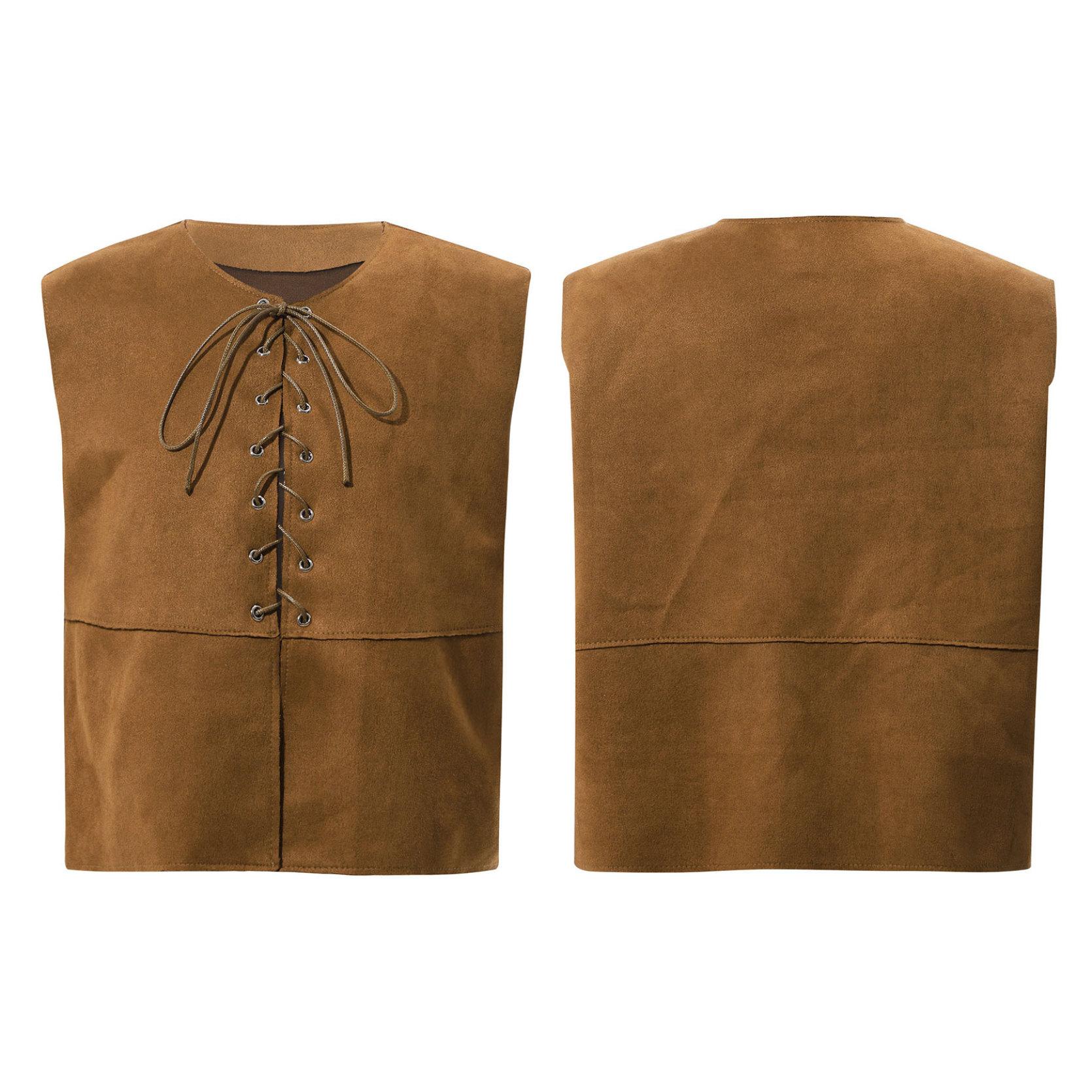 Kinder Junge Mädchen Mittelalterliche Weste Schnürung Steampunk Renaissance Weste Top Halloween Kostüm 3-4 Years braun