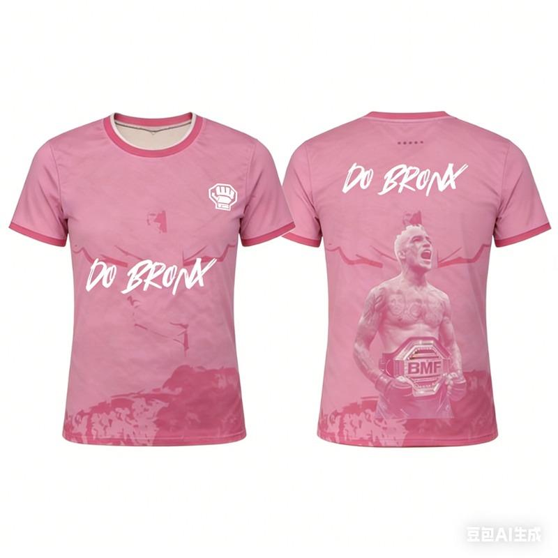Sommer Neu MMA Charles Oliveira Spezial Edition BMF Champion Fußballtrikot Herren Übergröße Atmungsaktiv Schnelltrocknend Sport T-Shirt S pink