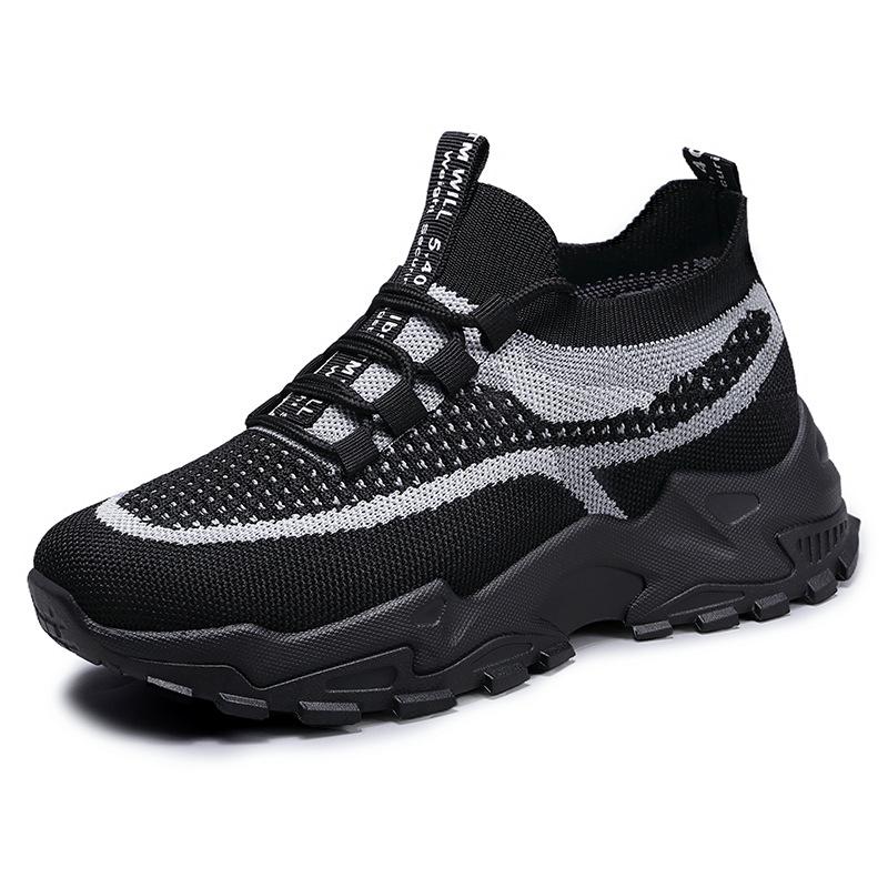 Schuhe für Damen Modische Sommer Neue Schuhe Weiche Sohle Schuhe für Damen Flying Knit Atmungsaktive Mesh-Schuhe Leichte Dad Shoes 43 black