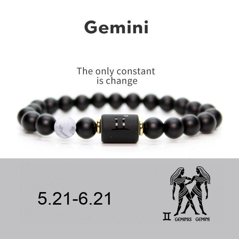 Männer Frauen 12 Konstellation Armband Elastisches Armband Handgewebte Einstellbare Natürliche Tigerauge Obsidian Armband Party Geschenk Schmuck gemini
