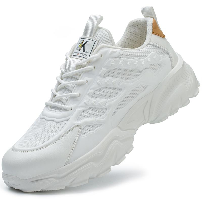 Schwarz-weiße Arbeitsschuhe für Herren und Damen, atmungsaktive, durchstichfeste Sport-Sicherheitsschuhe mit Stahlkappe, Unisex 37