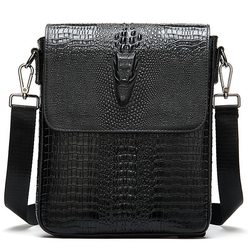 MVA Alligator männer Echte Leder Schulter Taschen Für Männer Crosscody Taschen Leder männer Tasche Kleine Umhängetasche Männer Handtaschen 8857 schwarz