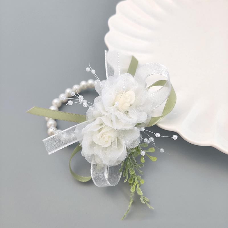 Perlenarmband, Hochzeits-Corsage-Armband, Abschlussball-Corsage für die Braut, Brautjungfer, Accessoires für festliche Anlässe gray