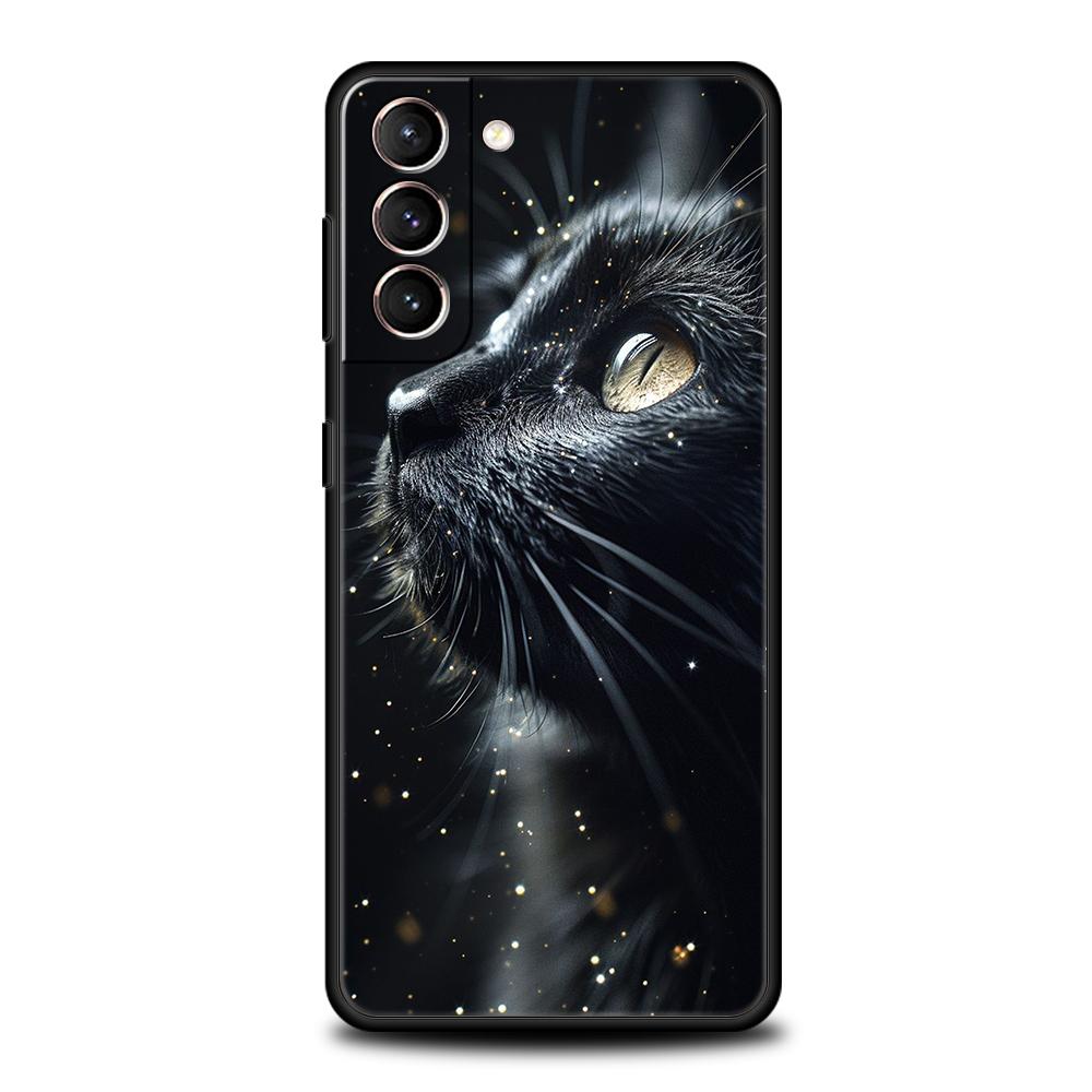 Schwarze Katze Handyhülle Für Samsung Galaxy S25 S24 S23 S22 Ultra S20 S21 FE 5G S10 S9 Plus S10E Weiche TPU Hülle Samsung S21 Plus