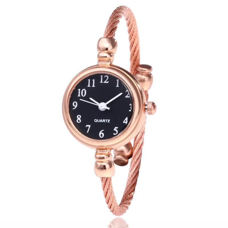 Damenuhren Kleine Goldene Armreif-Uhr Edelstahl Retro Damen Quarz Armbanduhr Uhr Mode Kleideruhr