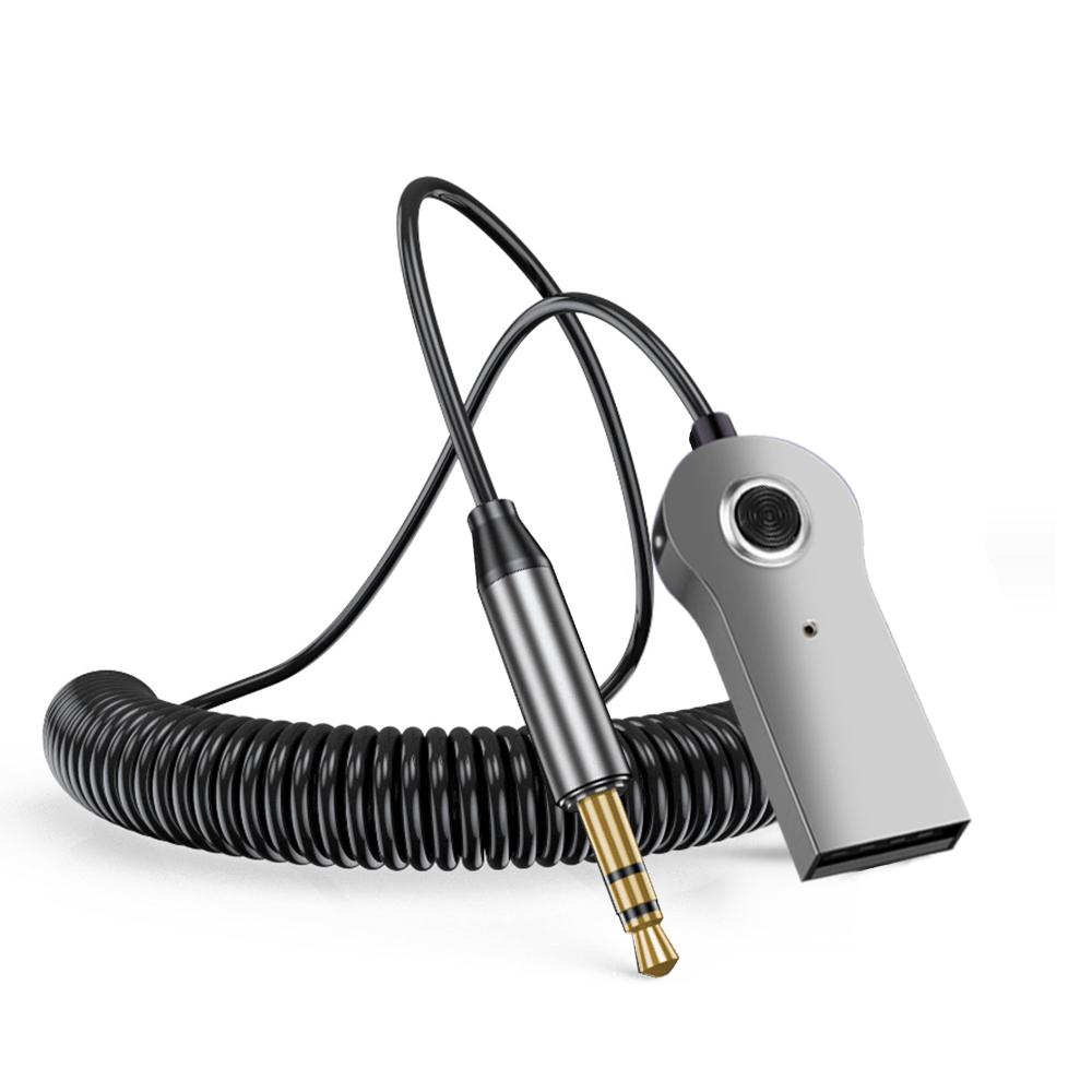 Bluetooth Aux Adapter Dongle USB auf 3,5 mm Klinke Auto Audio Aux Bluetooth 5.0 Freisprecheinrichtung für Autoempfänger BT Sender BT870 silber