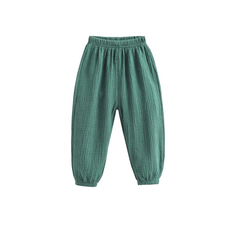 Sommer Mädchen Jungen Hosen Korea Kinder Einfarbig Baumwolle Leinen Lose Harem Hosen Casual Kinder Mädchen Hight Taille Gefaltete Hosen 90 grün