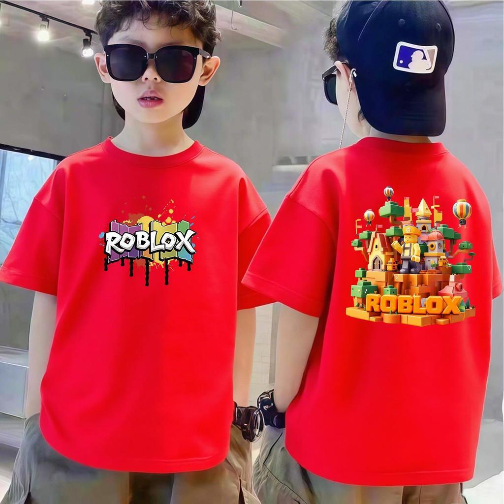Süße lässige und modische Kinderkleidung Roblox bedruckt kurze Ärmel 140 red