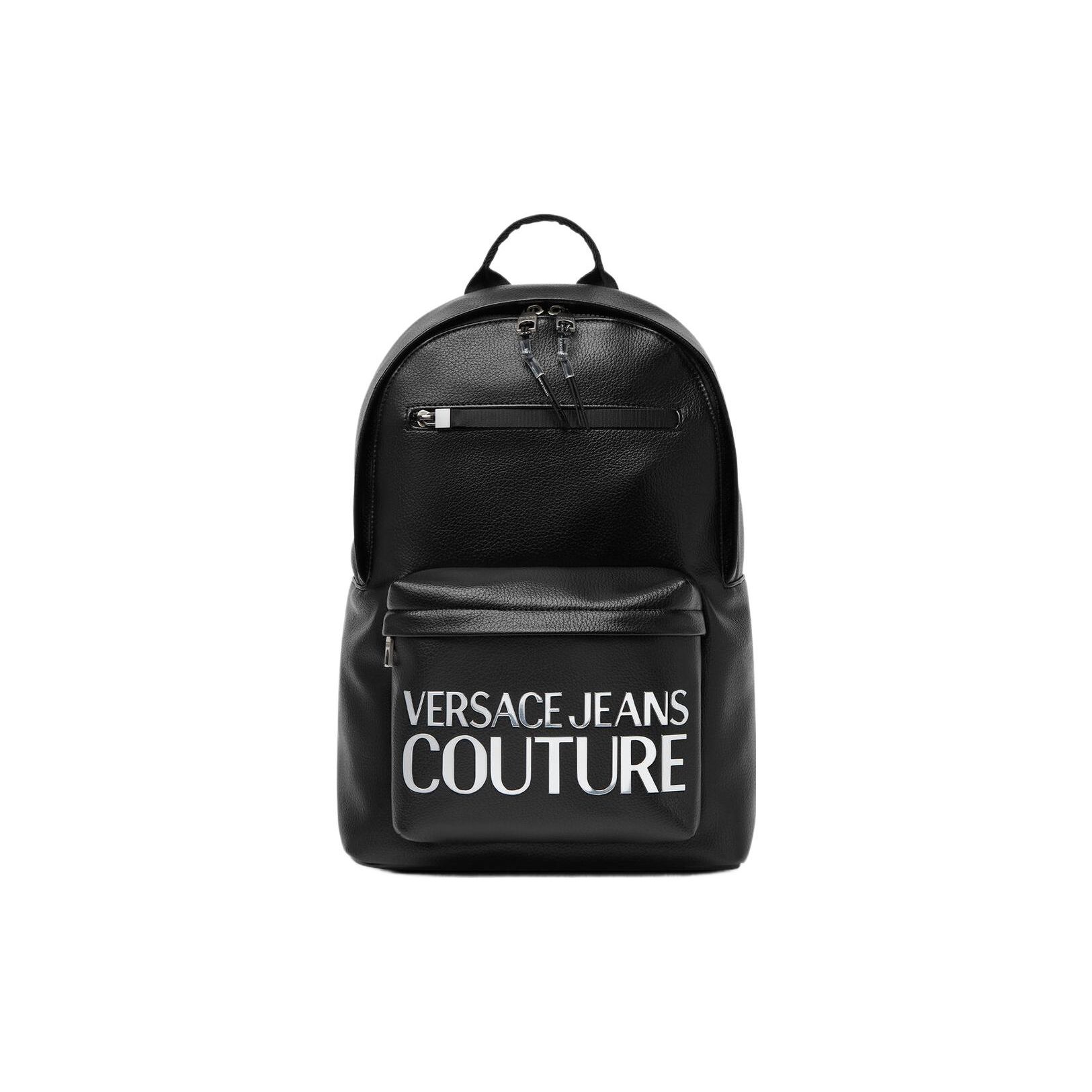 Versace Jeans Couture Buchstabenprint Logo Reißverschluss Unifarben Rucksack Herren Rucksack Schwarz Weiß 75YA4B70-ZG128-LD2 Basic Set (Bag+Tag)