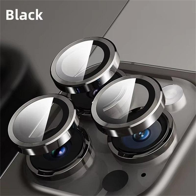 Metall-Kameraobjektivschutz für iPhone 16 15 Pro Max Aluminium-Objektivringgehäuse Glas für iPhone 16 Plus 16 Pro Max Objektivabdeckkappe iPhone 16 Pro Max schwarz