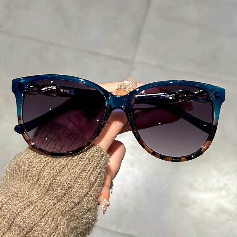 Personalisierte Damen-Katzenaugen-Sonnenbrille Retro-Schmetterlings-Sonnenbrille Damenmode Großer Rahmen Outdoor-Sonnenbrille mit Sonnenschutz blau