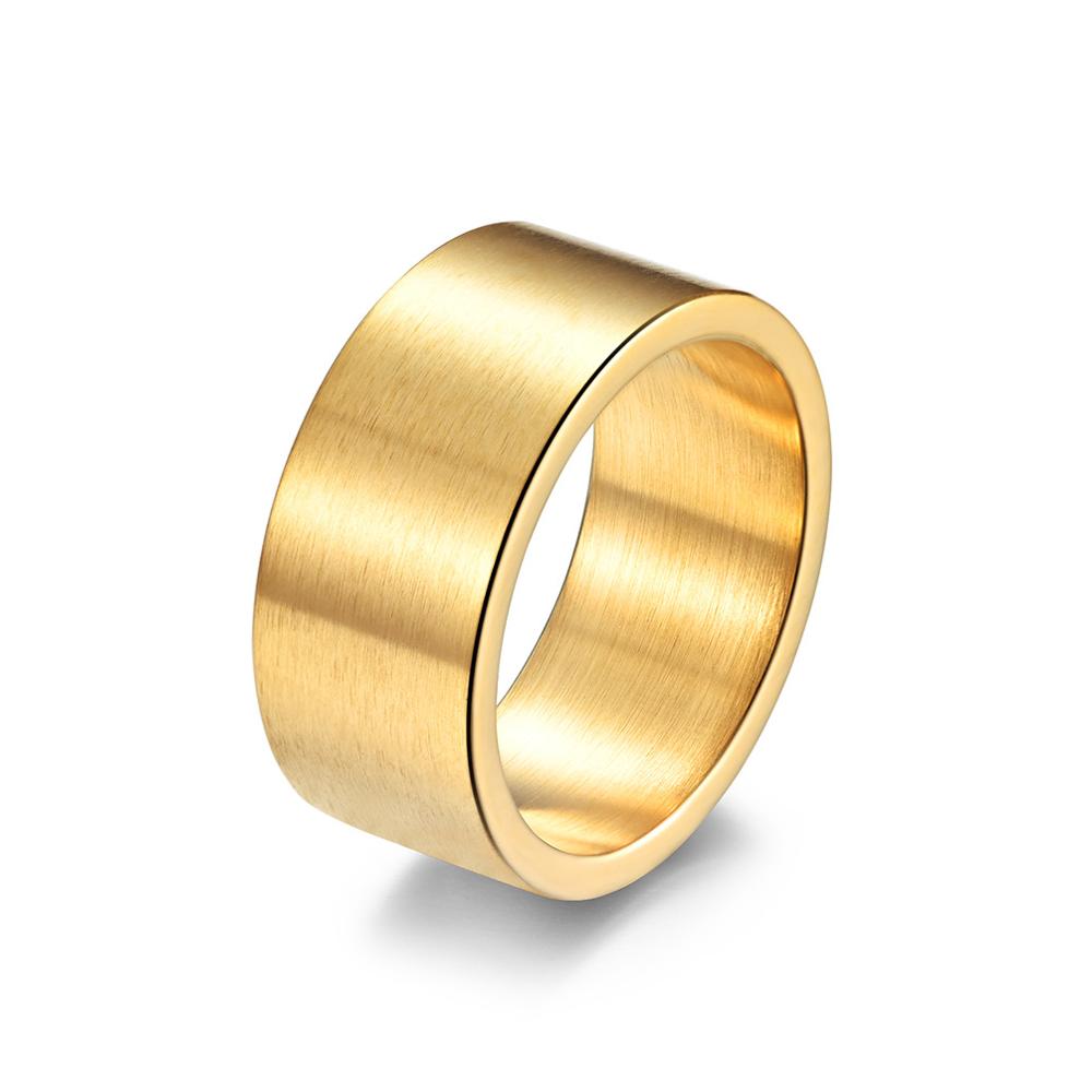 Breiter Ring aus Titanstahl, gebürstet, großer Ring für Männer, mattgold/schwarz/silberfarben, Fingerringe, Herrenschmuck 9 gold