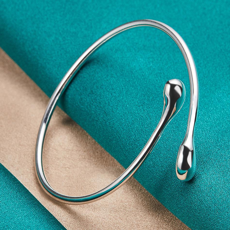 925 Sterling Silber Wassertropfen verstellbare Armband Armreifen für Damen Modeschmuck