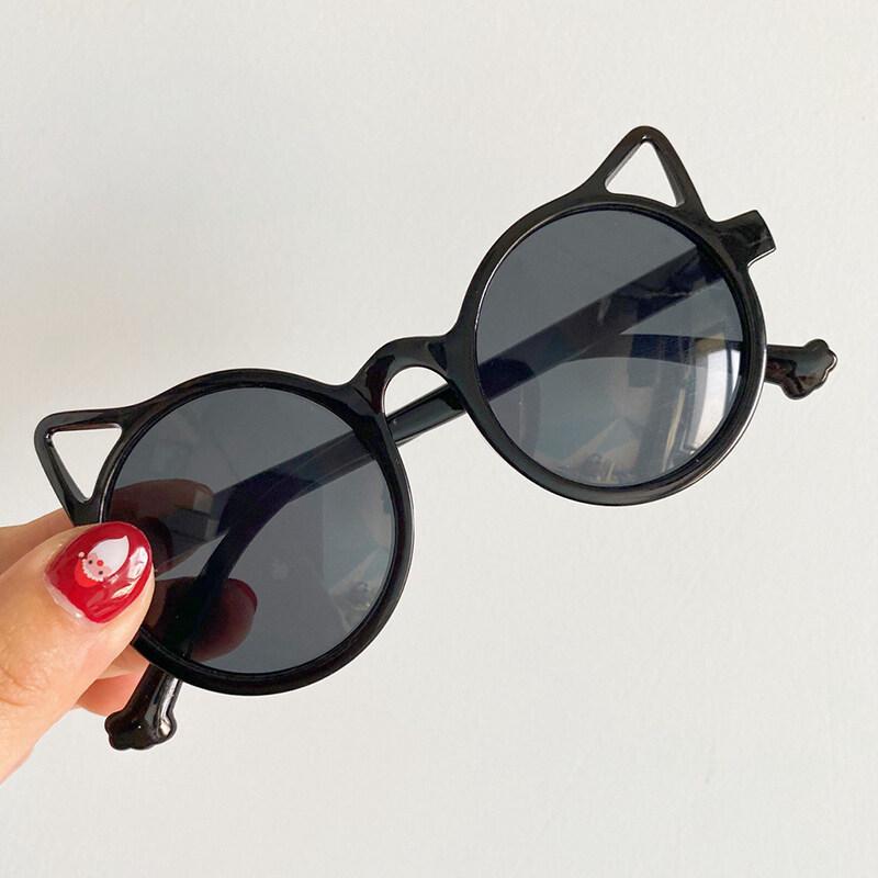 Neue Kinder-Sonnenbrille Mode Katzenohren Sonnenbrille Neue Sonnenbrille Kinderbrille nicht polarisiertes Modeaccessoire schwarz