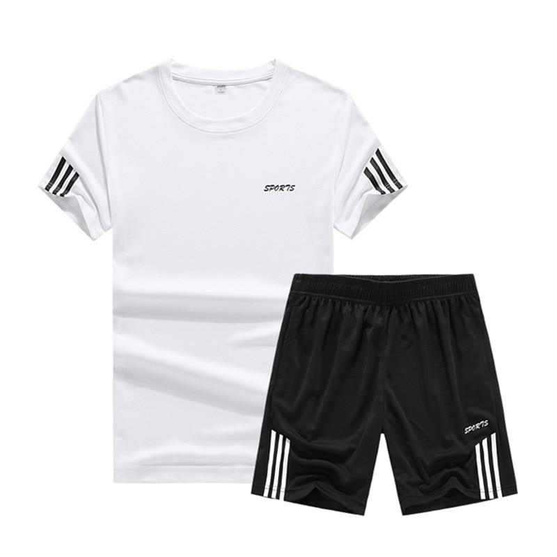 Lässige Herren-Sets, Sommer-Trainingsanzug, zweiteiliges Herren-Sportbekleidungsset XXXXL weiß