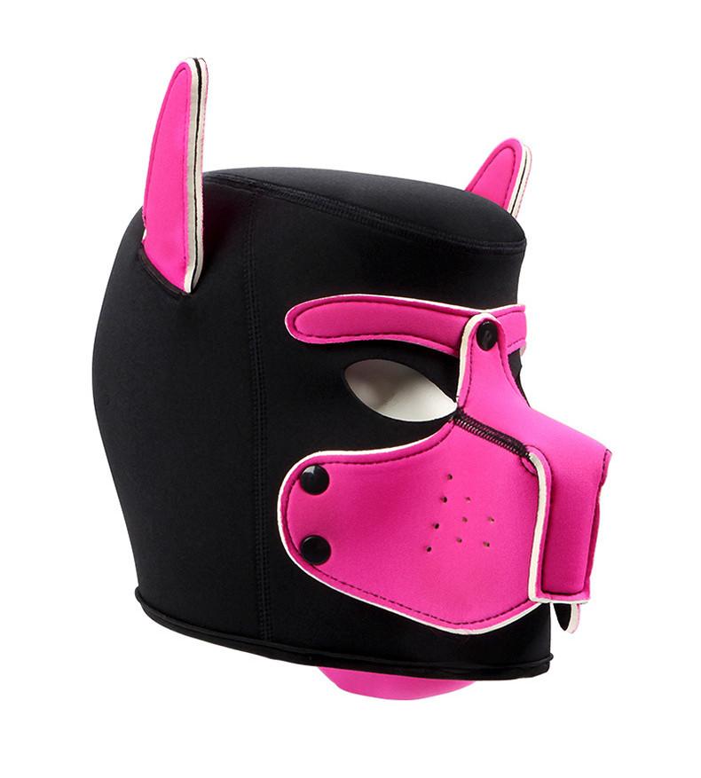 Kapuze Halloween Welpe Rollenspiel Hundemaske Cosplay Vollkopfbedeckung Paare Sexspielzeug rose rot
