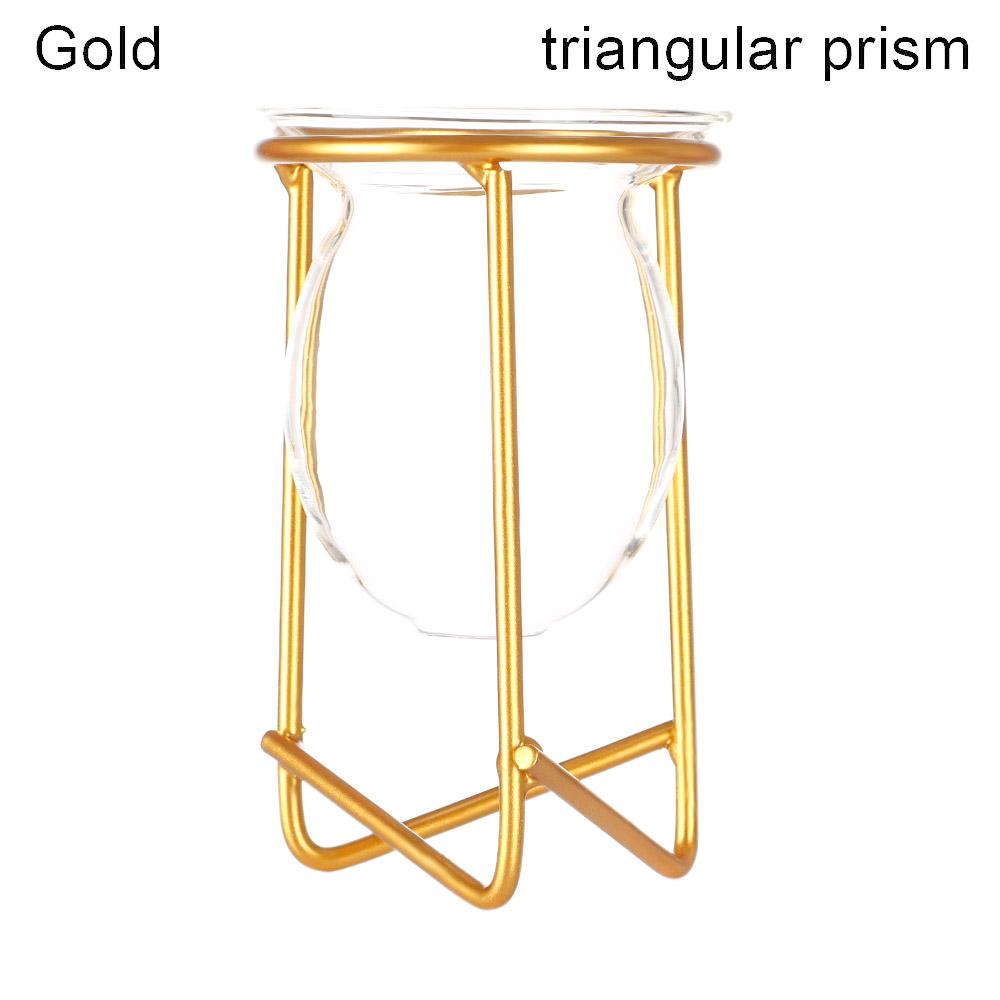Zierpflanzen Rahmen Terrarium Metallhalter Glaspflanzer Eisen Geometrisches Muster Hydrokultur-Vase gold-triangular prism