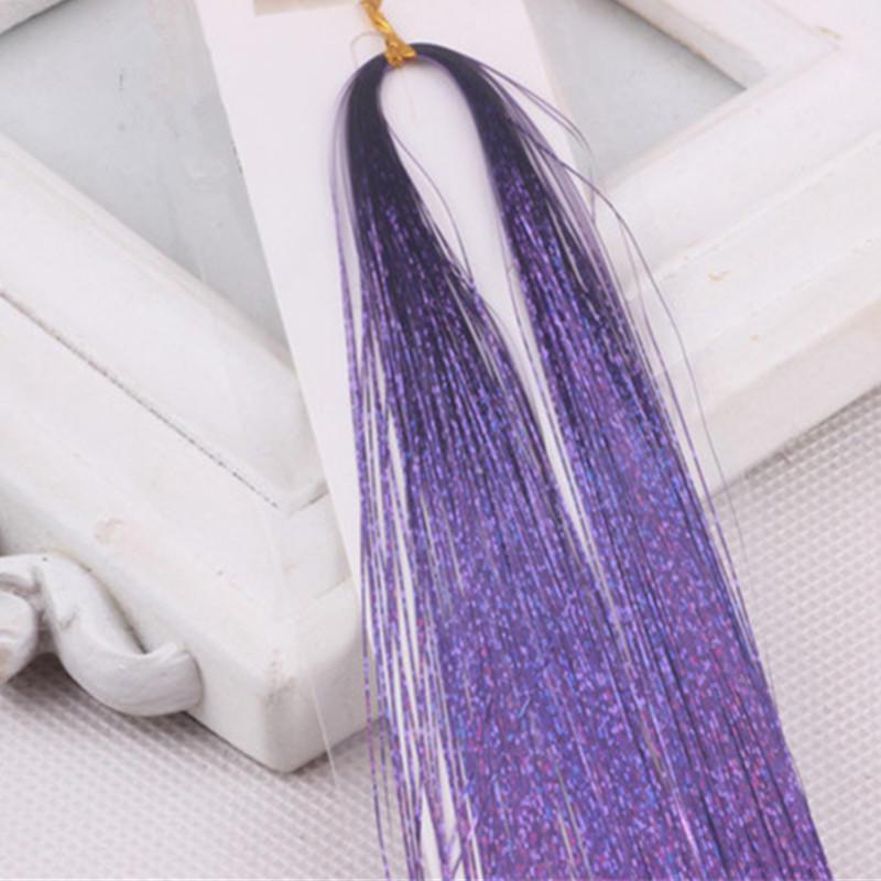 100 Stränge Haarlametta Sparkle Holographic Glitter Extensions Highlights Party violett