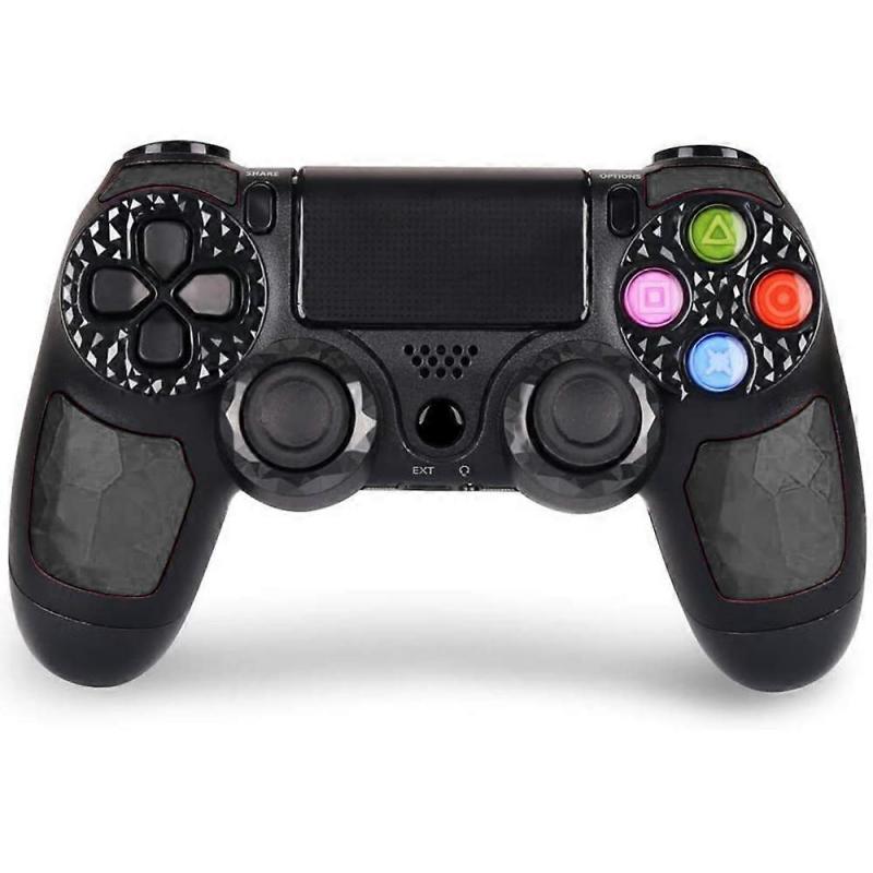 Controller Drahtlos Bluetooth Double Shock Controller Joystick Gamepad für PS4 mit Touchpad und Audioanschluss-schwarz-