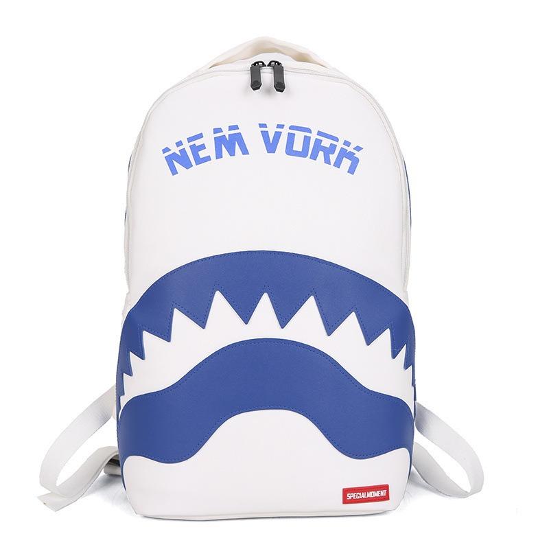 Haifisch Rucksack Graffiti Stil Lässig Street Trend Rucksack Skateboard Rucksack Druck tongma white