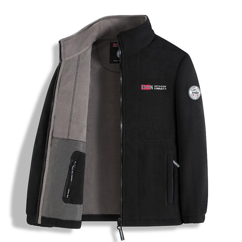 Funktionelle Fleecejacke: Warmer Outdoor-Schutz für Herbst & Winter, Verfügbar in Übergrößen - Norwegen-bereit! XS=170 (95-120 jin) schwarz