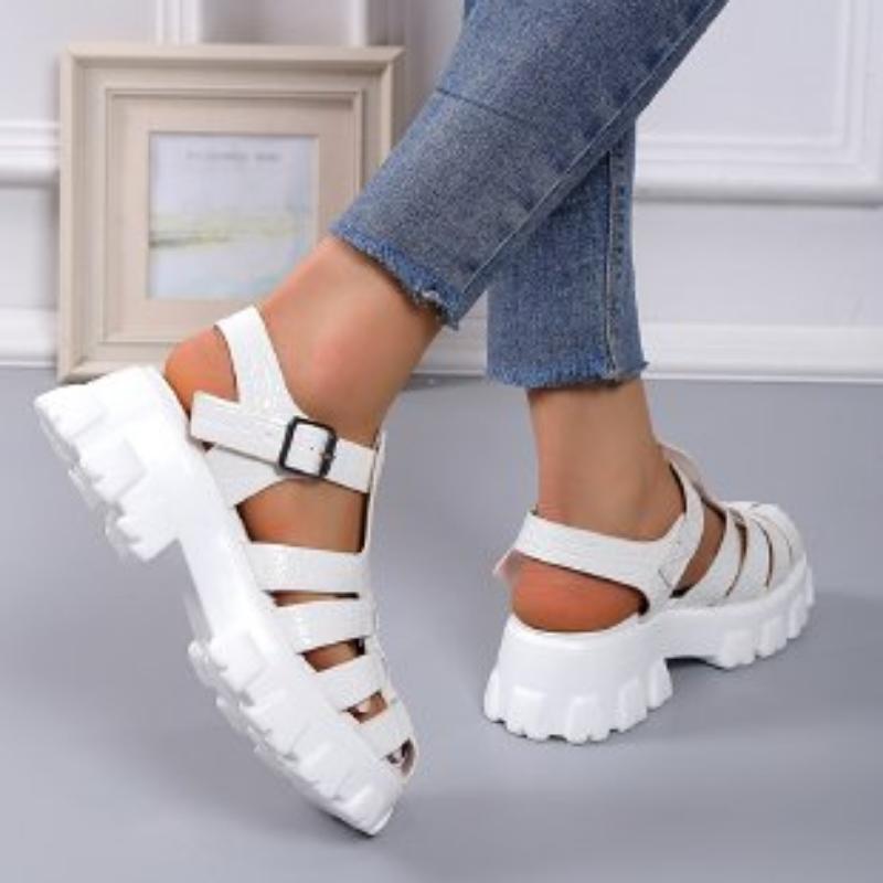 2024 neue Dicke Sohle Sandalen Frauen Wrap Toe Aushöhlen Römischen Sandalen Frauen Casual Strand Schuhe Sommer Plattform Sandalen Frau 35